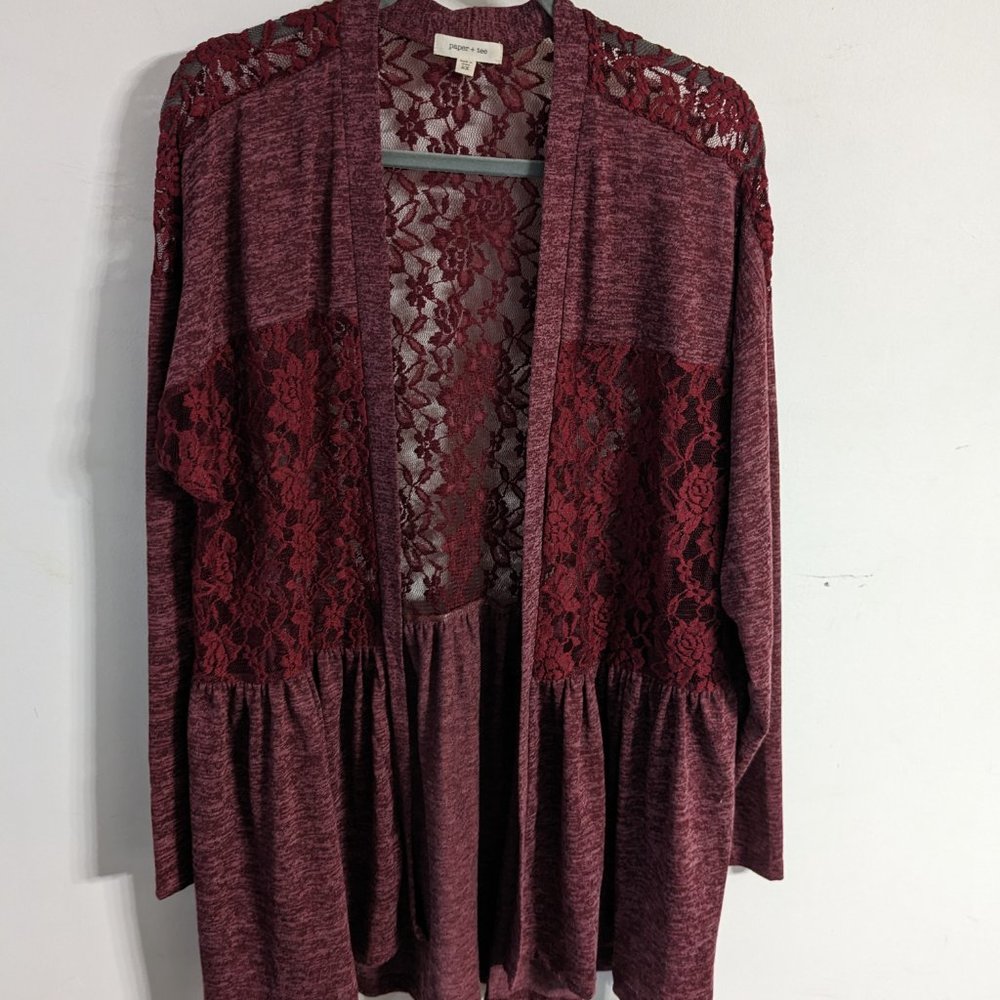 2x Red Space Dyed Open Long Sleeve Cardigan